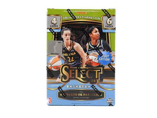 Box of 2024 Panini Select WNBA Basketball trading cards for collectors and fans