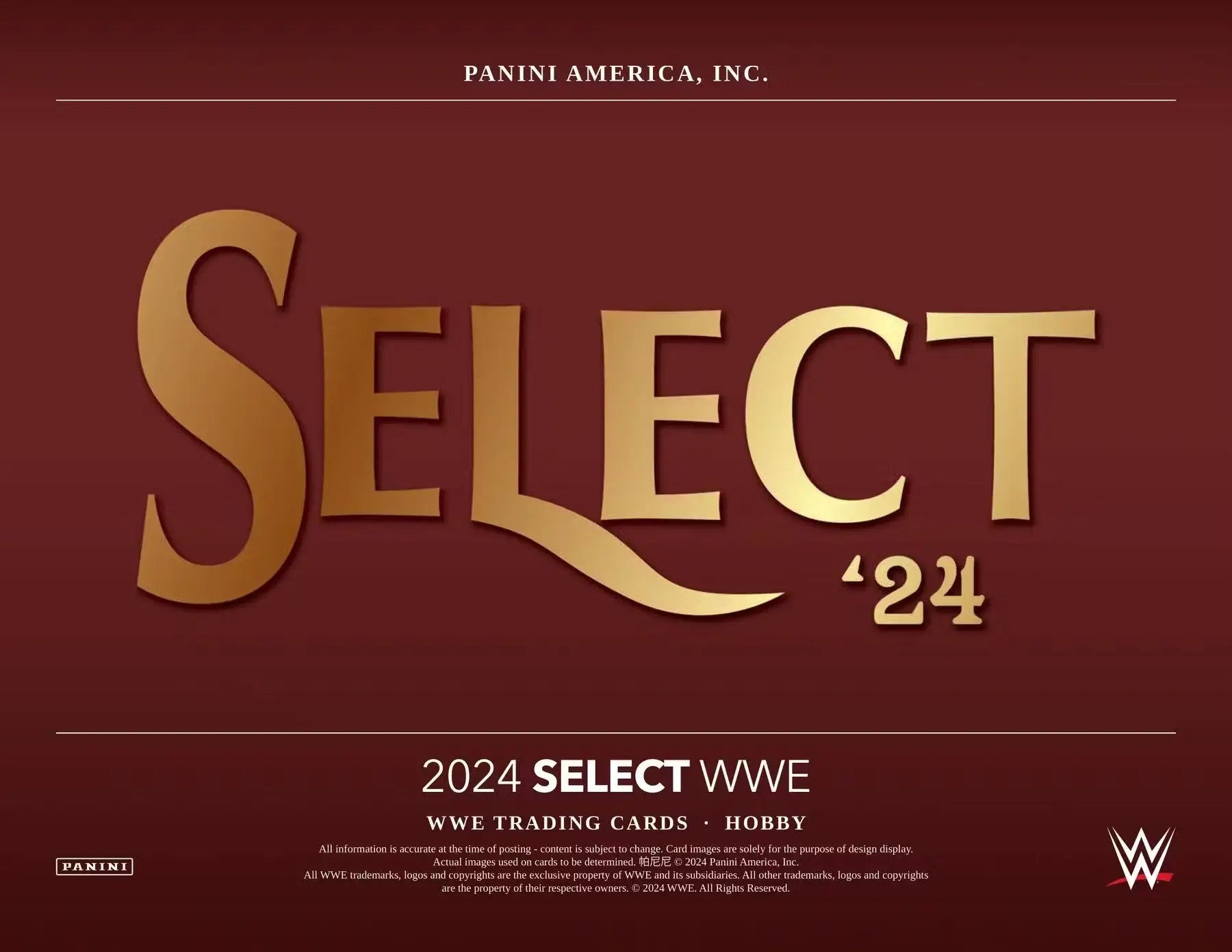 WWE trading card design from 2024 Panini Select WWE Wrestling Hobby Box with vibrant color wheel