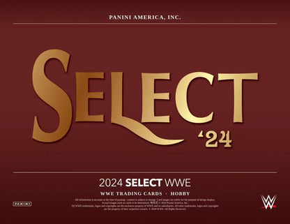 WWE trading card design from 2024 Panini Select WWE Wrestling Hobby Box with vibrant color wheel