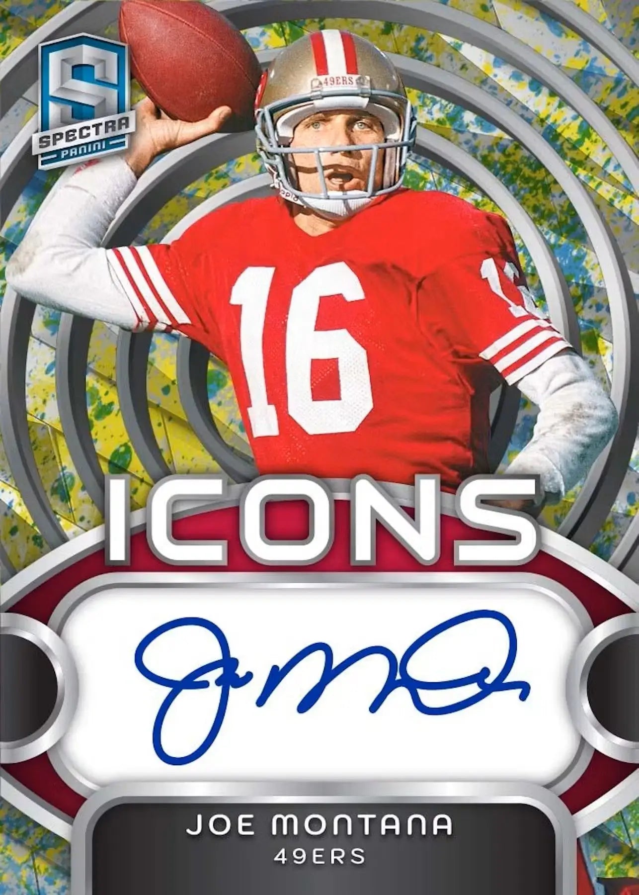 Joe Montana football card from 2024 Panini Spectra Football Hobby Box