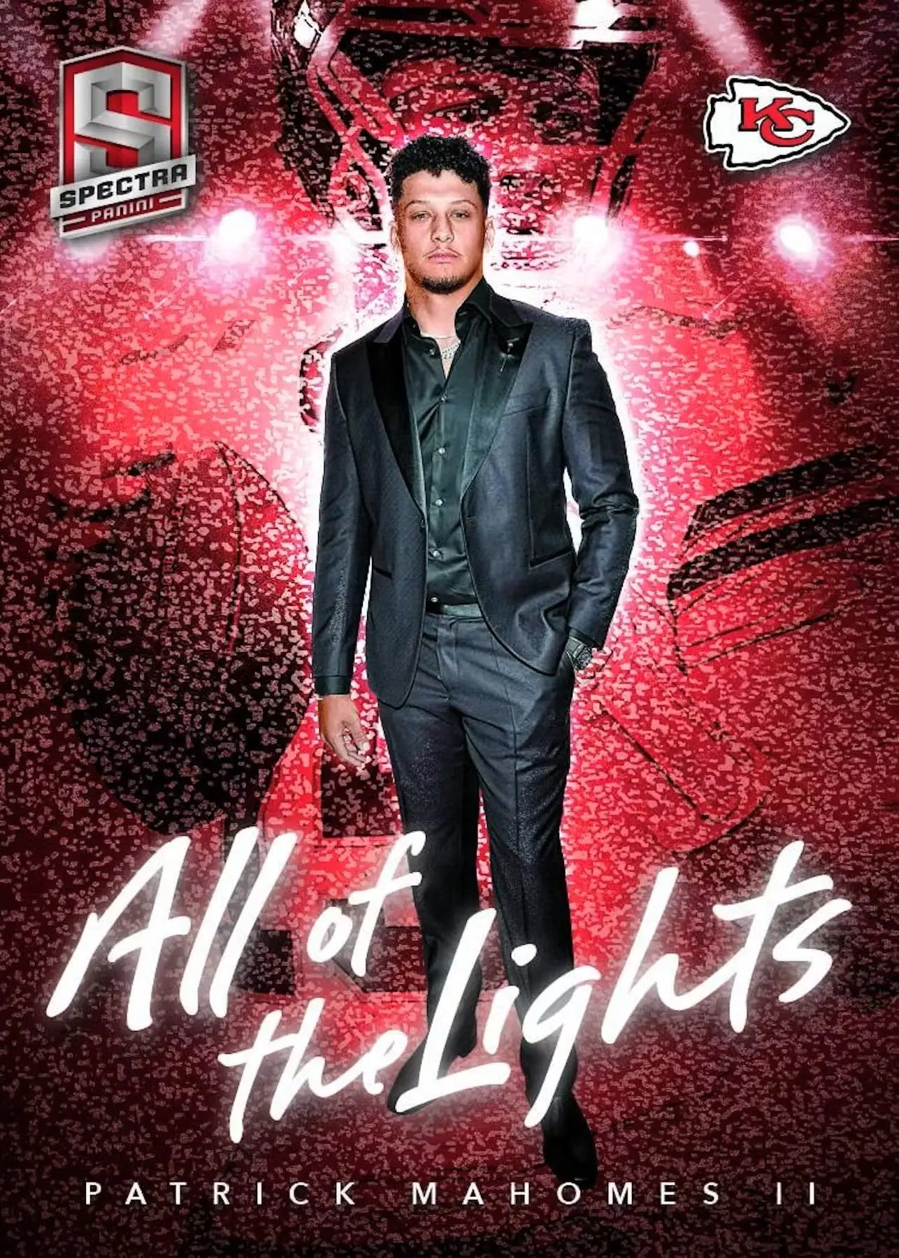 Patrick Mahomes trading card from 2024 Panini Spectra Football Hobby Box