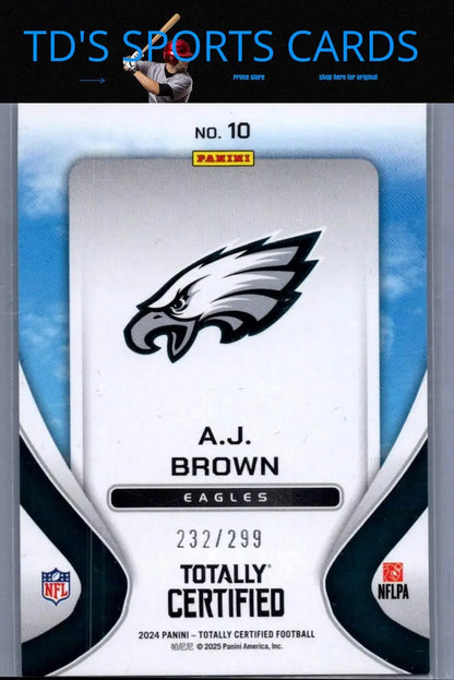 A.J. Brown Philadelphia Eagles trading card from Panini Totally Certified 2024 series