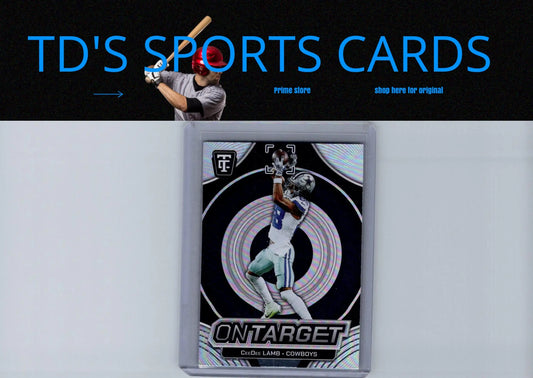 Framed CeeDee Lamb On Target football card from 2024 Panini Totally Certified series