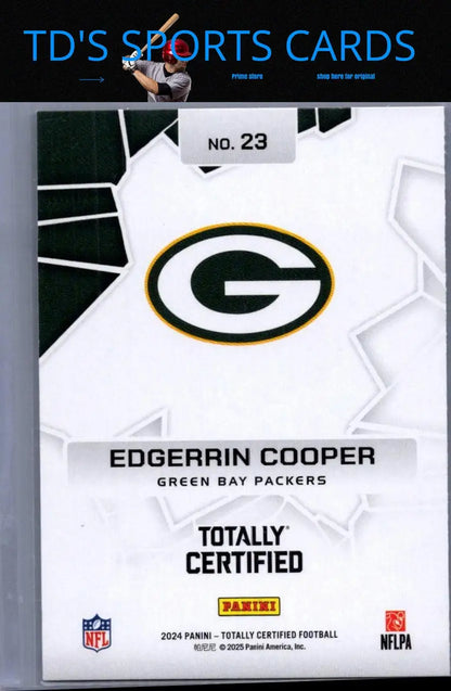 Edgerrin Cooper Green Bay Packers football card from 2024 Panini Totally Certified series