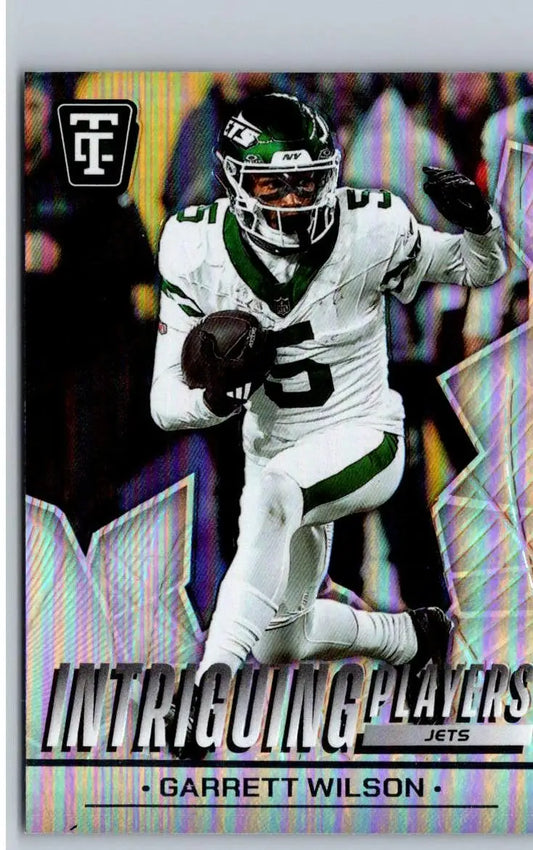 Garrett Wilson football card from 2024 Panini Totally Certified Garrett Wilson Intriguing Players Mirror