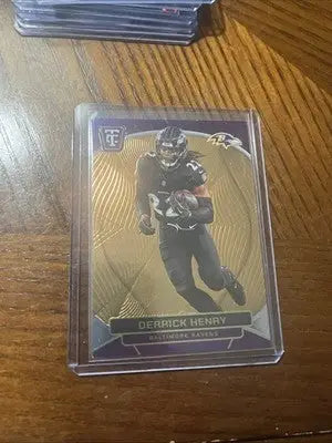 Gold Derrick Henry football trading card from Panini Totally Certified Baltimore Ravens