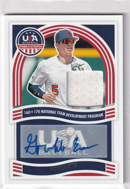 Baseball trading card of Griffin Enis, featuring Panini USA Auto Relic and jersey patch