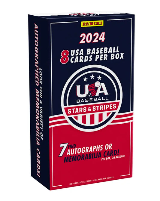 2024 Panini USA Baseball Stars & Stripes Box featuring USA Baseball cards, Panini USA Baseball collectibles