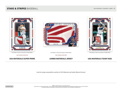 Baseball card collection display of 2024 Panini USA Stars & Stripes memorabilia cards