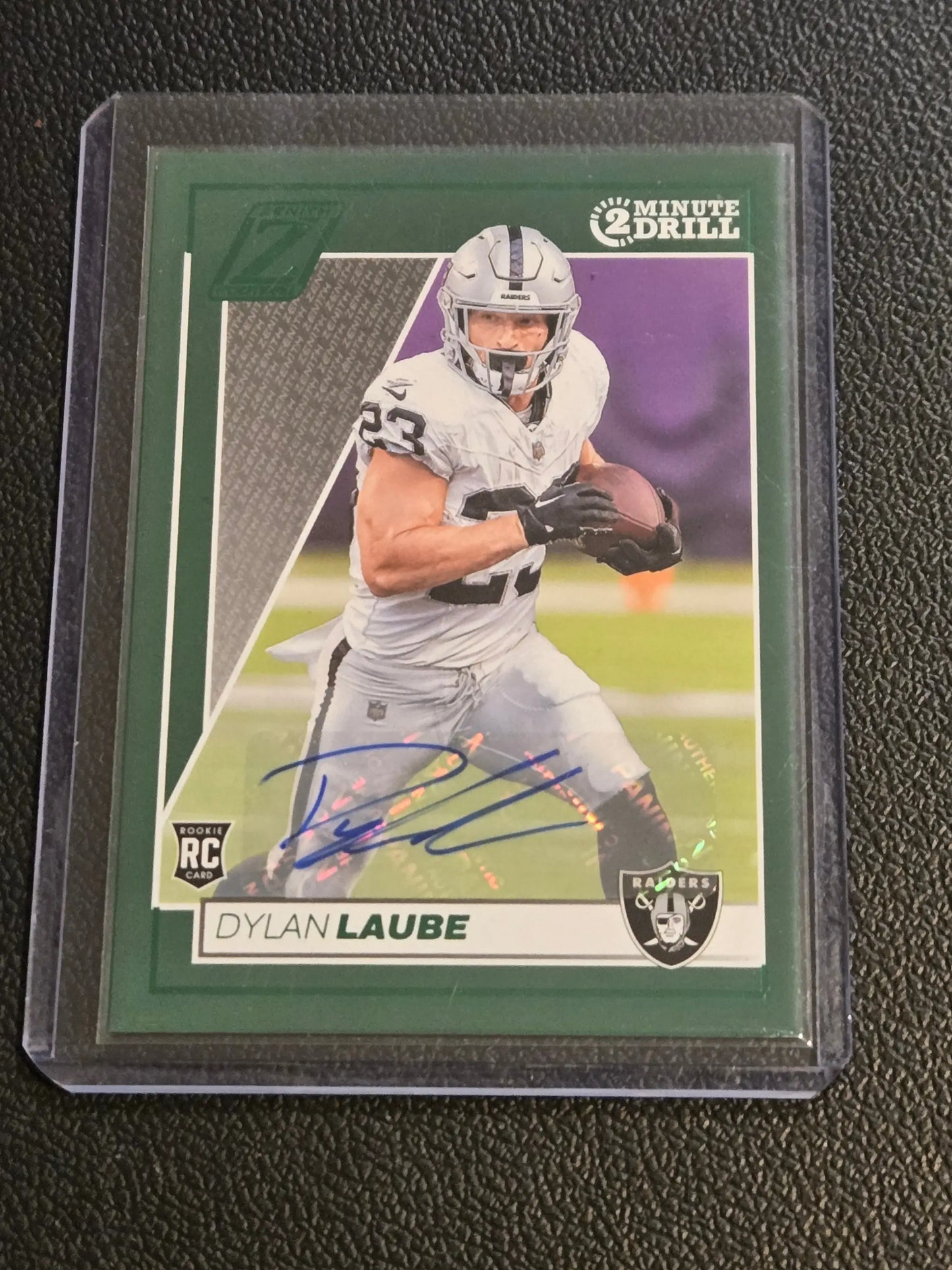 Autographed Dylan Laube football rookie card from 2024 Panini Zenith Laube Autographs Two