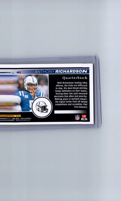 Anthony Richardson football card from 2024 Panini Zenith featuring Richardson Red Zone design