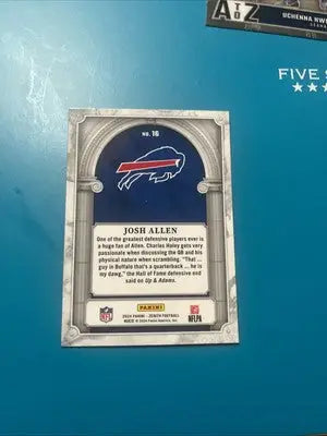 Panini Zenith trading card featuring Josh Allen from the 2024 Buffalo Bills series