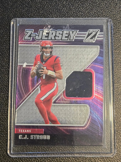 2024 Panini Zenith C.J. Stroud Z Jersey trading card featuring Stroud Z Jersey design