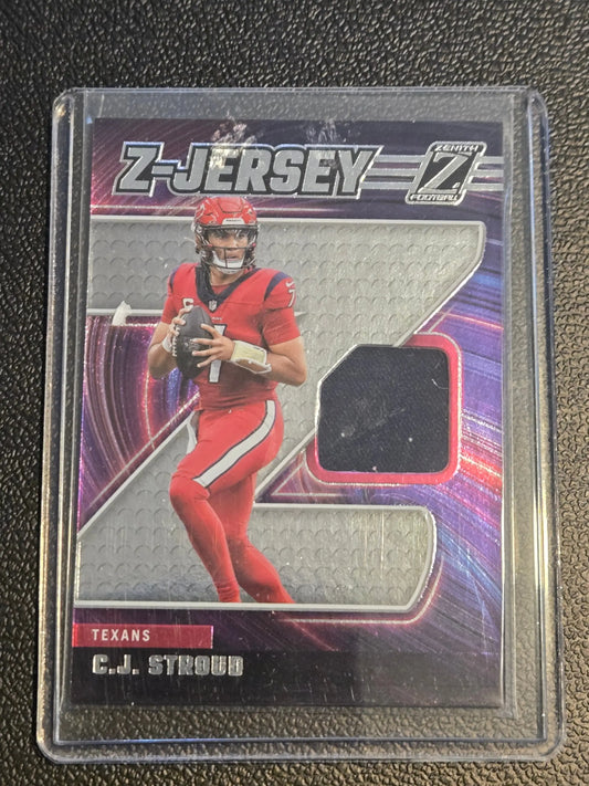 2024 Panini Zenith C.J. Stroud Z Jersey trading card featuring Stroud Z Jersey design