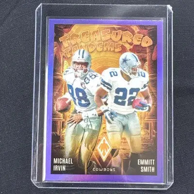 Dallas Cowboys football card featuring Michael Irvin and Emmitt Smith from 2024 Phoenix Treasured Tandems