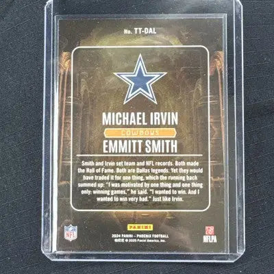 Football trading card of Michael Irvin and Emmitt Smith from 2024 Phoenix Treasured Tandems