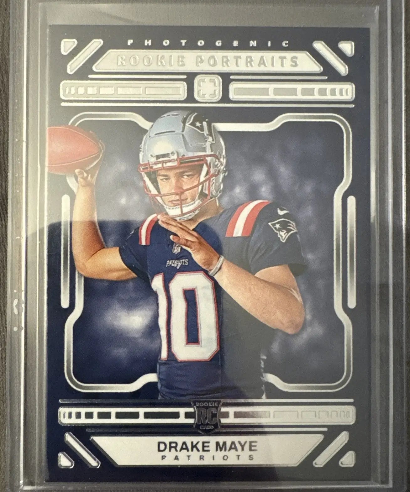 Drake Maye rookie card from 2024 Photogenic Football featuring Football Drake Maye