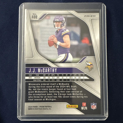 J.J. McCarthy Vikings Rookie Orange Laser Panini Prizm football trading card