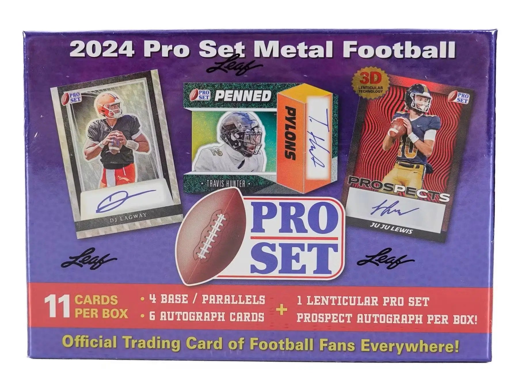 2024 Pro Set Metal Football Hobby Box with Lenticular Autograph Trading Card