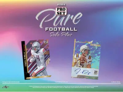 Promotional image for 2024 Pro Set Pure Football Solo Plus trading cards in Pro Set Hobby Box
