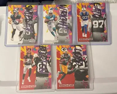 2024 Rookies And Stars Football Lot with Williams, Maye, Harrison Jr. in plastic sleeves