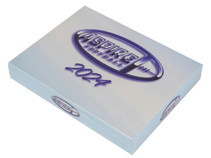 White and purple 2024 Sage Aspire Football Hobby Box trading card box for Aspire Football Hobby