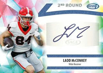 Football trading card with Ladd McConkey autograph from Sage Aspire Football Hobby Box
