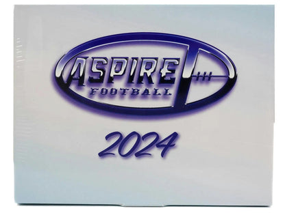 White box of 2024 Sage Aspire Football Hobby Box with Aspire Football trading cards