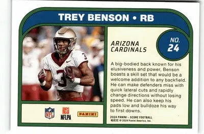 2024 Score Trey Benson Protential football card showcasing Trey Benson athletic collectible
