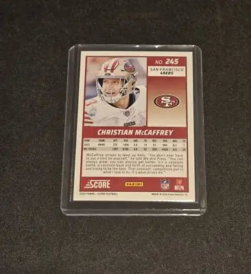 Christian McCaffrey football card 2024 Score #245 in Christian McCaffrey Red edition