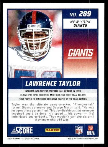 Original gloss 2024 Score Lawrence Taylor football card Mint NY Giants ID:75944