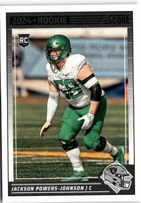 Football trading card of Jackson Powers-Johnson from the Las Vegas Raiders 2024 Score series
