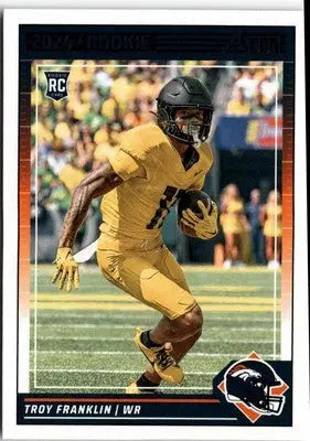Troy Franklin rookie football card from 2024 Score #343 featuring Troy Franklin trading memorabilia