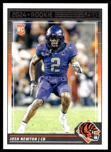 Football trading card featuring Josh Newton rookie from 2024 Score NM near mint gloss