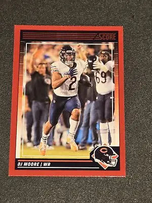Football trading card featuring 2024 Score DJ Moore Red NFL red NFL trading card