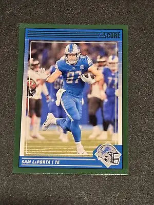 Football trading card featuring Sam LaPorta Green from 2024 Score Series