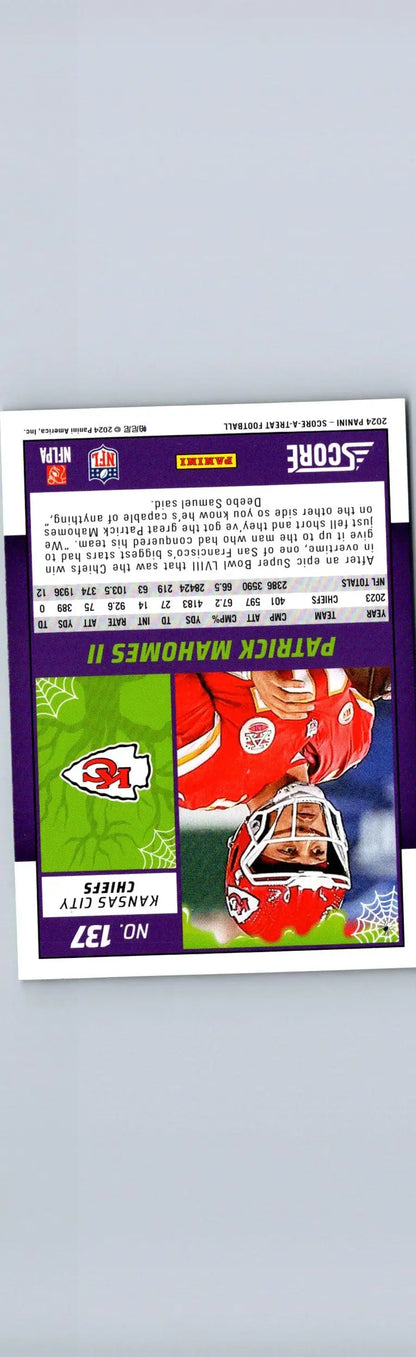 Patrick Mahomes II football trading card from 2024 Score-A-Treat #137 collection