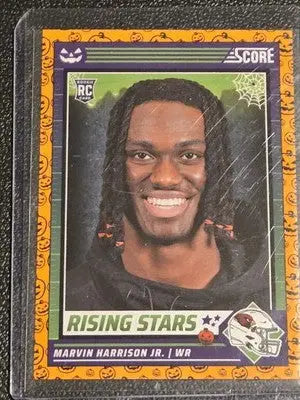 Marvin Harrison Jr. football card from 2024 Score-A-Treat Rising Stars Orange Pumpkin series