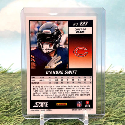 D’Andre Swift Chicago Bears football card in 2024 Score Blue Star Color Match design