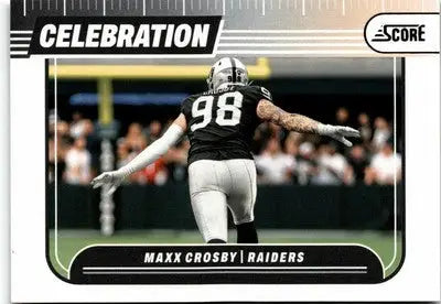 Maxx Crosby football card from 2024 Score Crosby Celebration series
