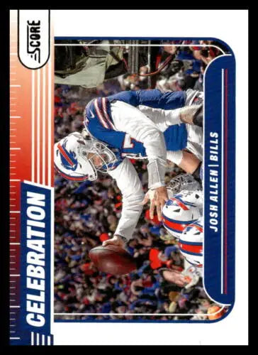 Josh Allen football card from 2024 Score Celebration, showcasing original gloss finish