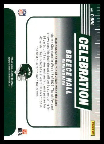 2024 Score Celebration Breece Hall football card with original gloss New York Jets