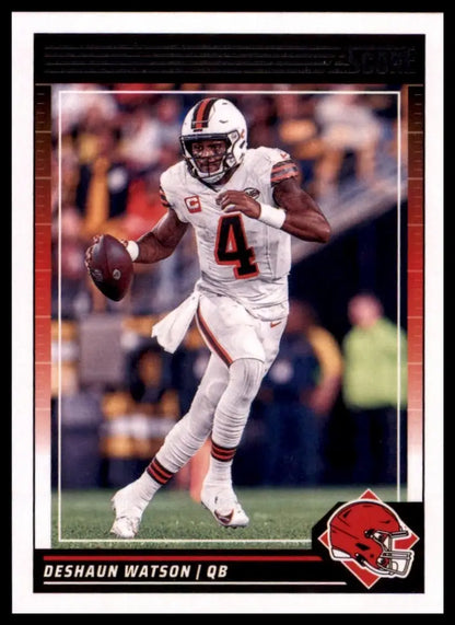 Glossy Deshaun Watson football card in white jersey from 2024 Score NFL series