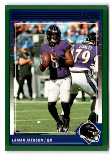 Lamar Jackson football card from 2024 Score Green, original gloss, NM-MT Ravens