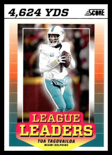 Tua Tagovailoa football card featuring original gloss from Score League Leaders collection