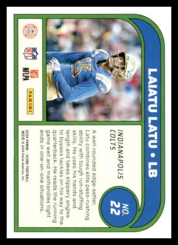 Laiatu Latu football card from 2024 Score Protential with original gloss finish
