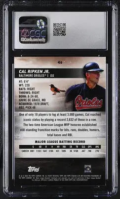 Graded Cal Ripken Jr. stadium club Cal baseball card 2024 Stadium Club CGC 9