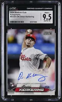 Graded Club Orion Kerkering autographed baseball card 2024 Stadium Club Orion Kerkering