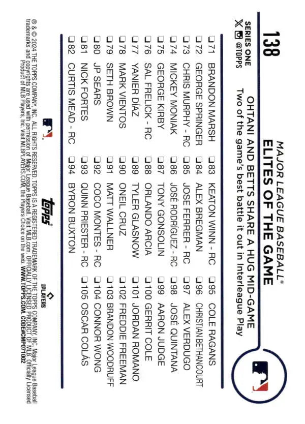Baseball card lineup featuring Mookie Betts statistics for Major League Baseball