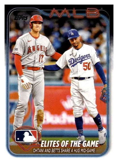 Mookie Betts baseball card capturing Angels and Dodgers players during a Major League Baseball game